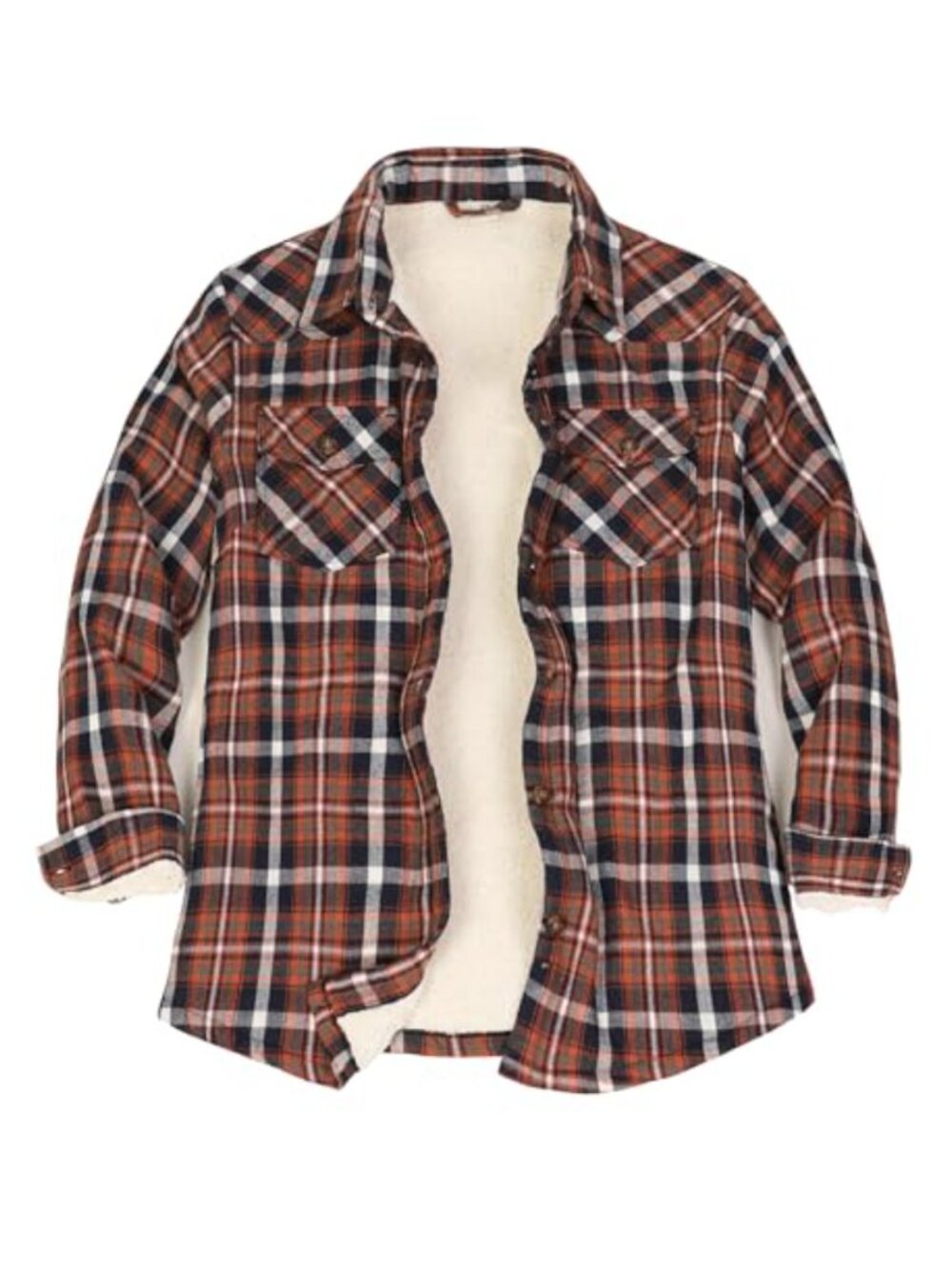 Sherpa Lined Plaid Flannel Shirt Jacket Button Up Women's Warm Fleece